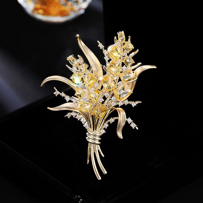 Men Accessories Bouquet - Luxury Zircon Wheat Ear Brooches For