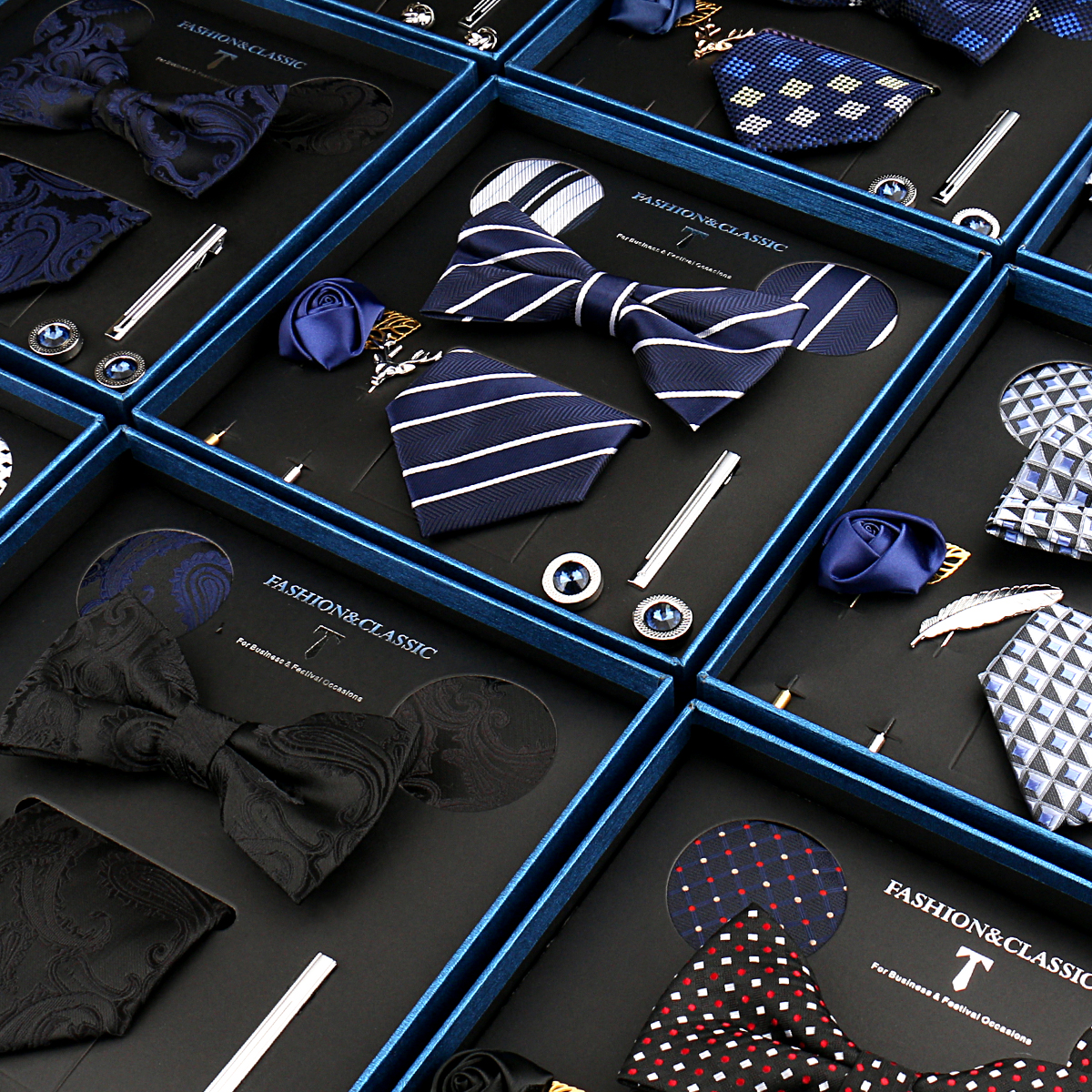 Neck Tie Set Box - Classic Silk Neck Tie Set For