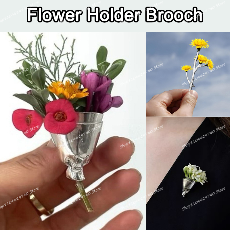 Men Accessories Bouquet - Metal Branch Bouquet Flower Holder Brooch