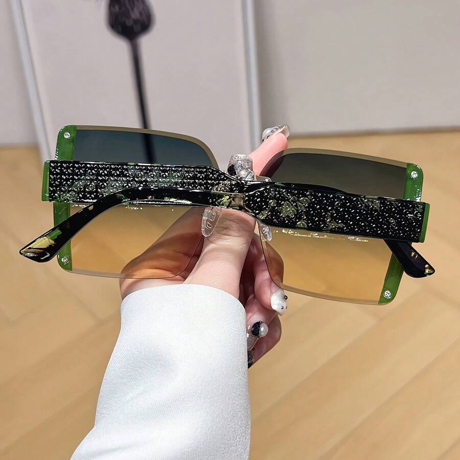 Men Accessories Fashion - Oversized Frameless Square Gradient Sunglasses For
