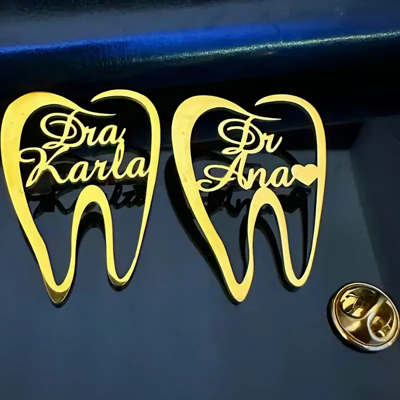 Men Accessories Brooch - 1PC Customized Teeth Dentist Name Brooch