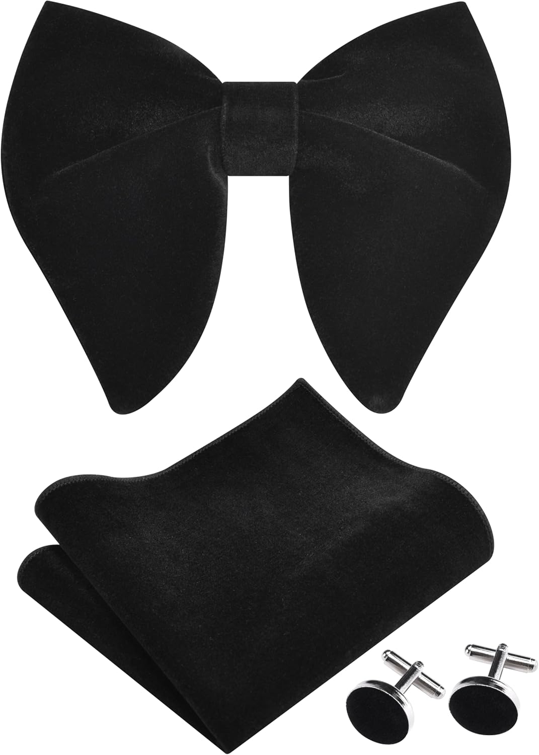 Cufflink Box Set - Solid Velvet Pre-tied Bow Tie &