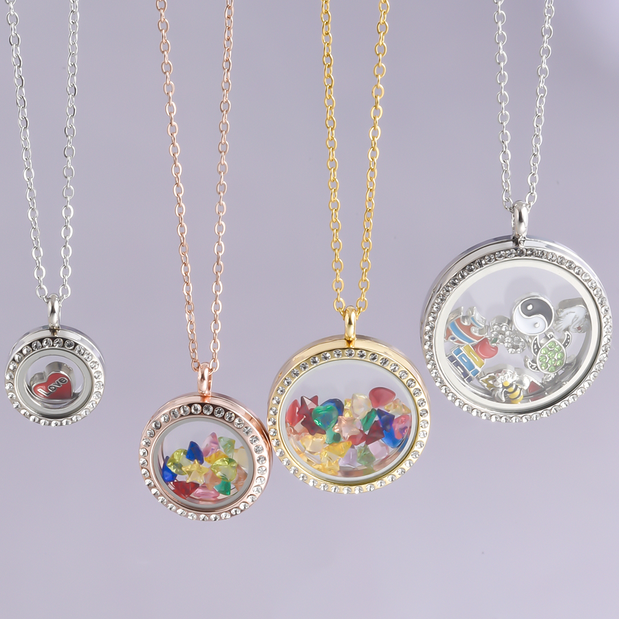 Alloy Round Shiny Rhinestone G - Men Accessories Locket 评论和价格