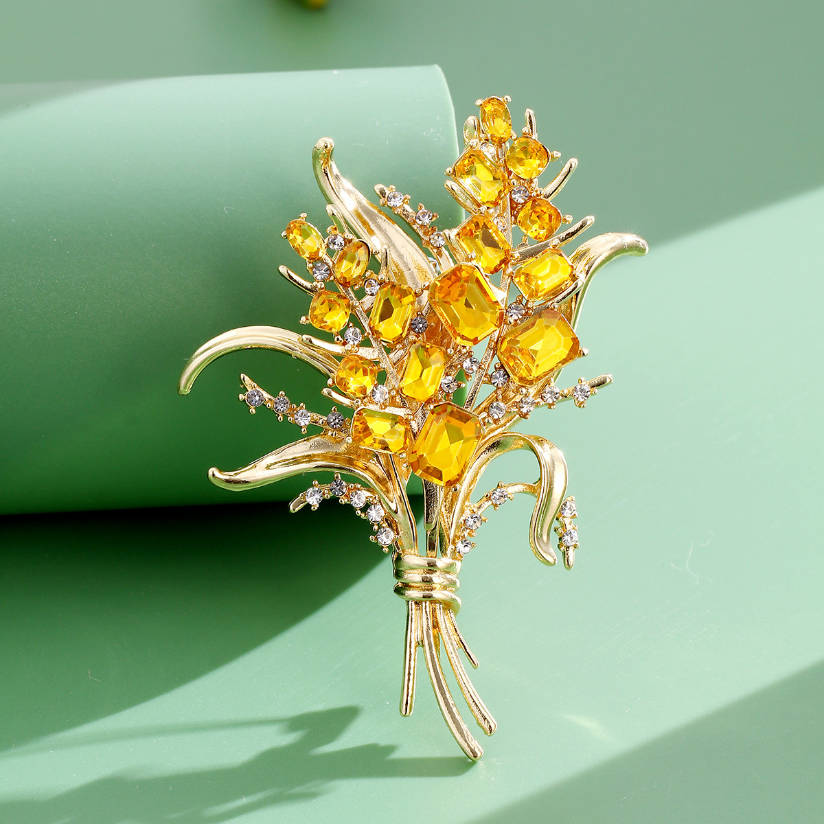 Luxury Zircon Wheat Ear Brooch - Men Accessories Bouquet 评论和价格