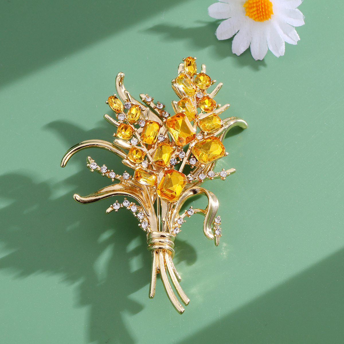 Luxury Zircon Wheat Ear Brooch - Men Accessories Bouquet 评论和价格