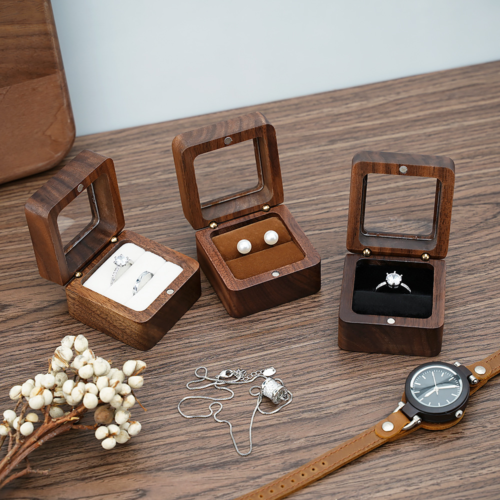 Black Walnut Solid Ring Box Si - Cufflink Box Set 评论和价格