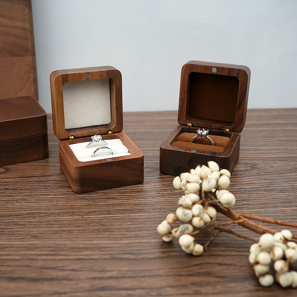 Black Walnut Solid Ring Box Si - Cufflink Box Set 评论和价格