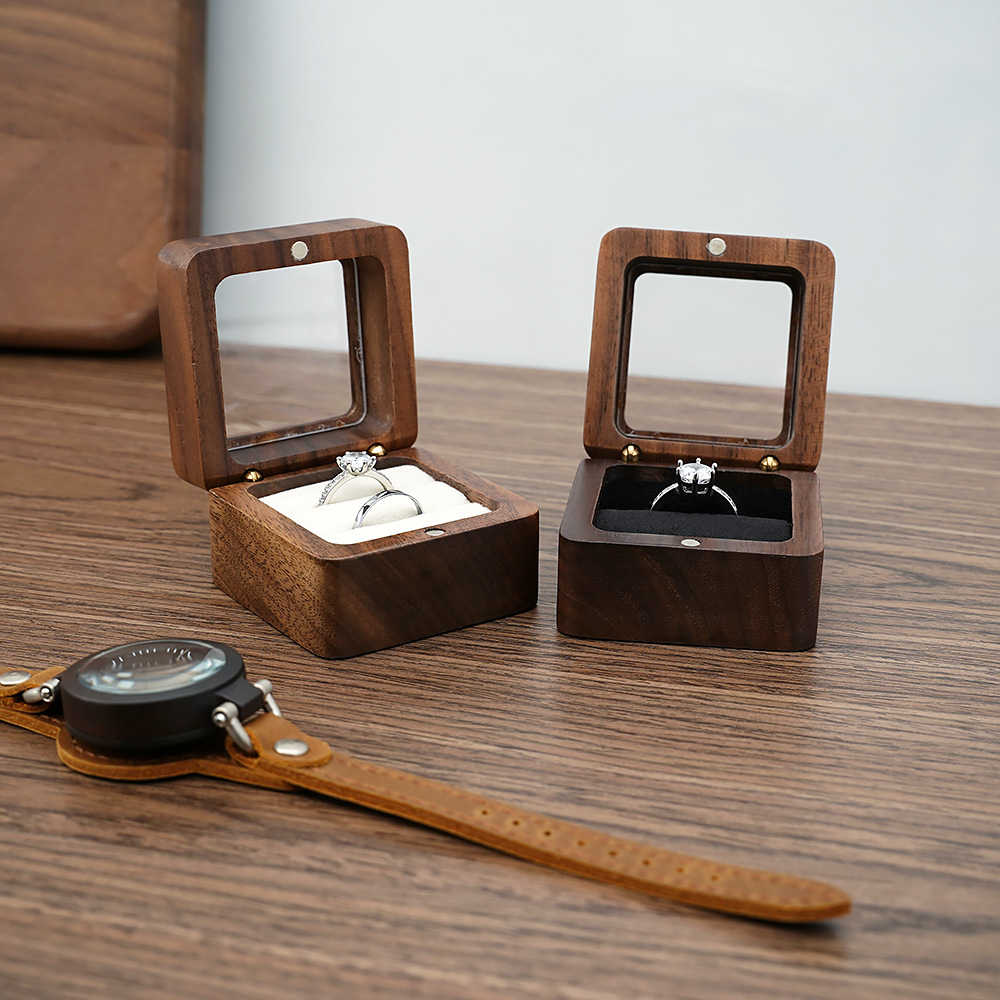 Black Walnut Solid Ring Box Si - Cufflink Box Set 评论和价格