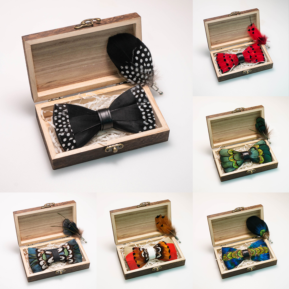 EASTEPIC Handmade Feather Bow  - Neck Tie Set Box 评论和价格