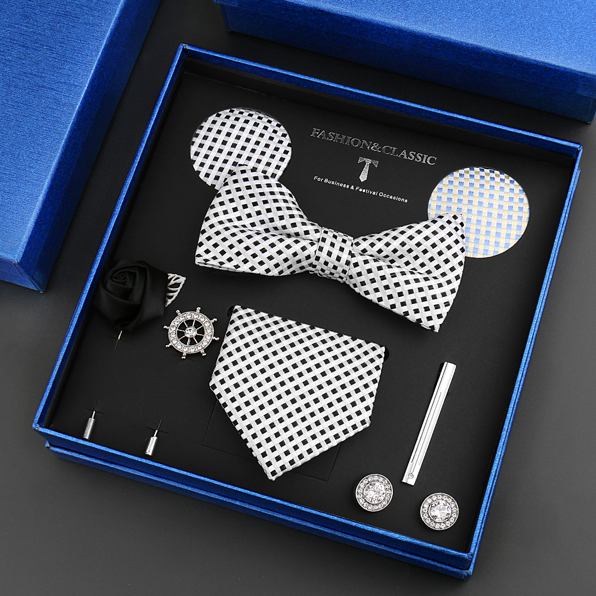 Classic Silk Neck Tie Set For  - Neck Tie Set Box 评论和价格
