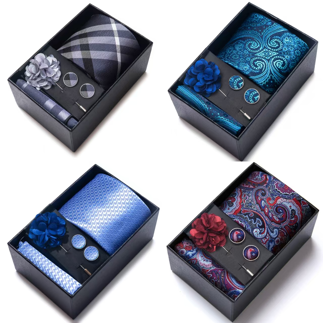 Men's suit accessories, 4-piec - Neck Tie Set Box 评论和价格