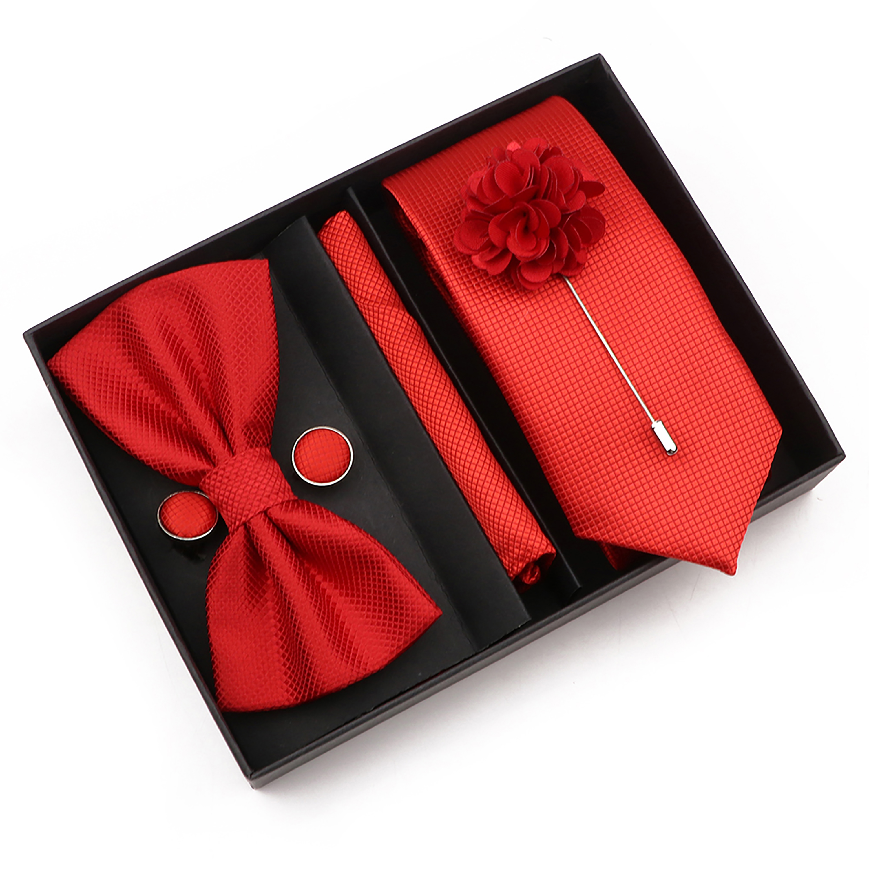 New Style Tie Set Solid Color  - Cufflink Box Set 评论和价格