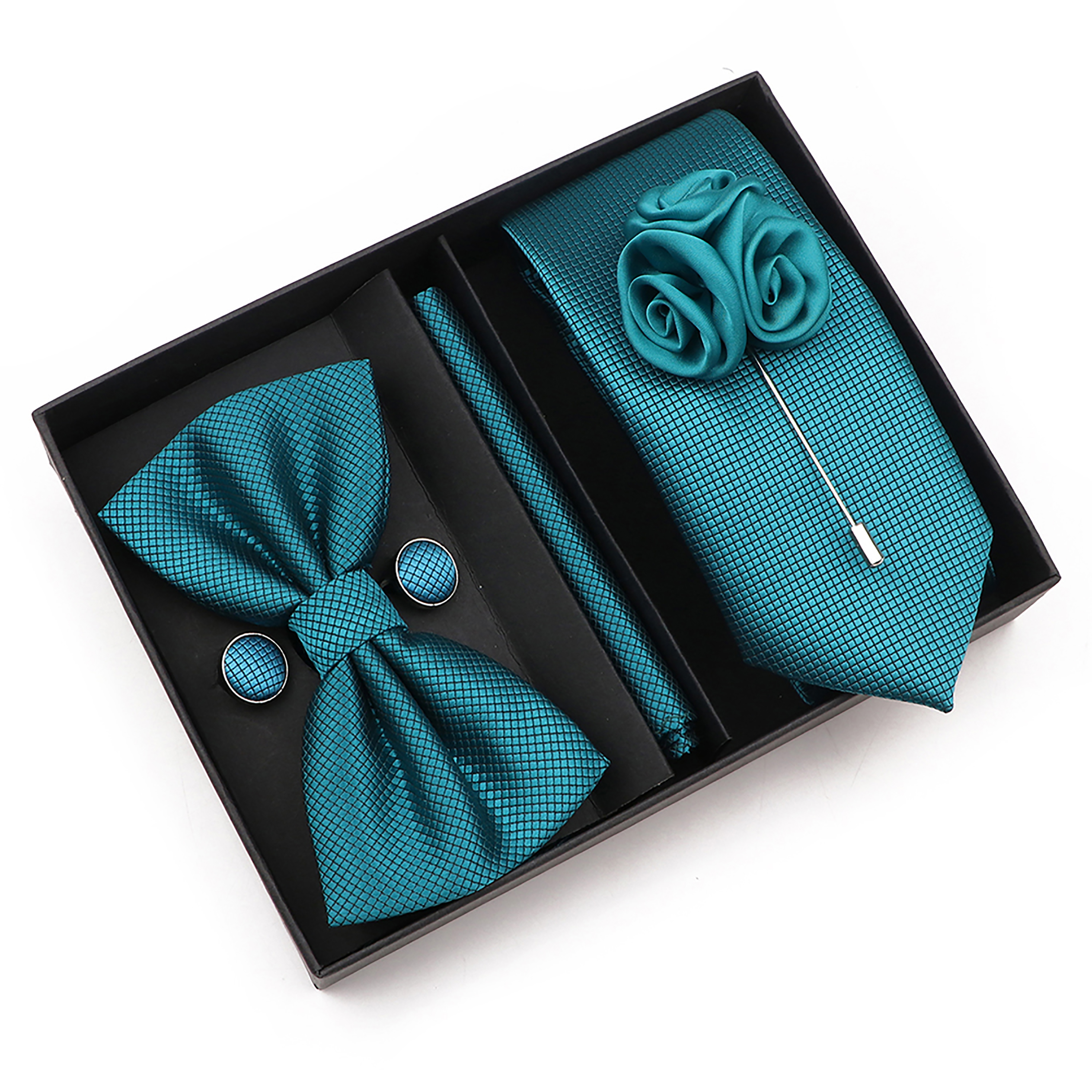 New Style Tie Set Solid Color  - Cufflink Box Set 评论和价格