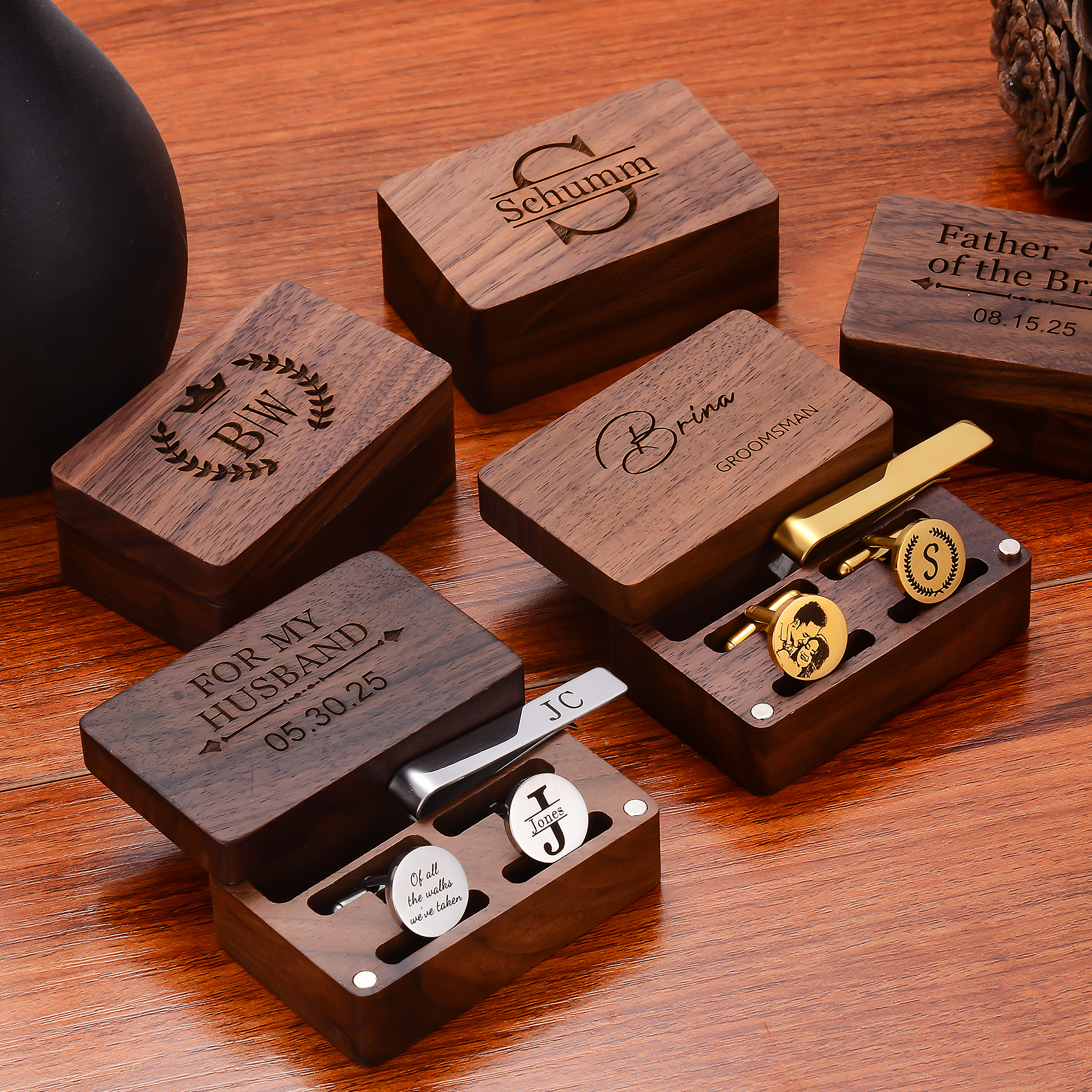 Custom Metal Cufflinks Tie Cli - Cufflink Box Set 评论和价格