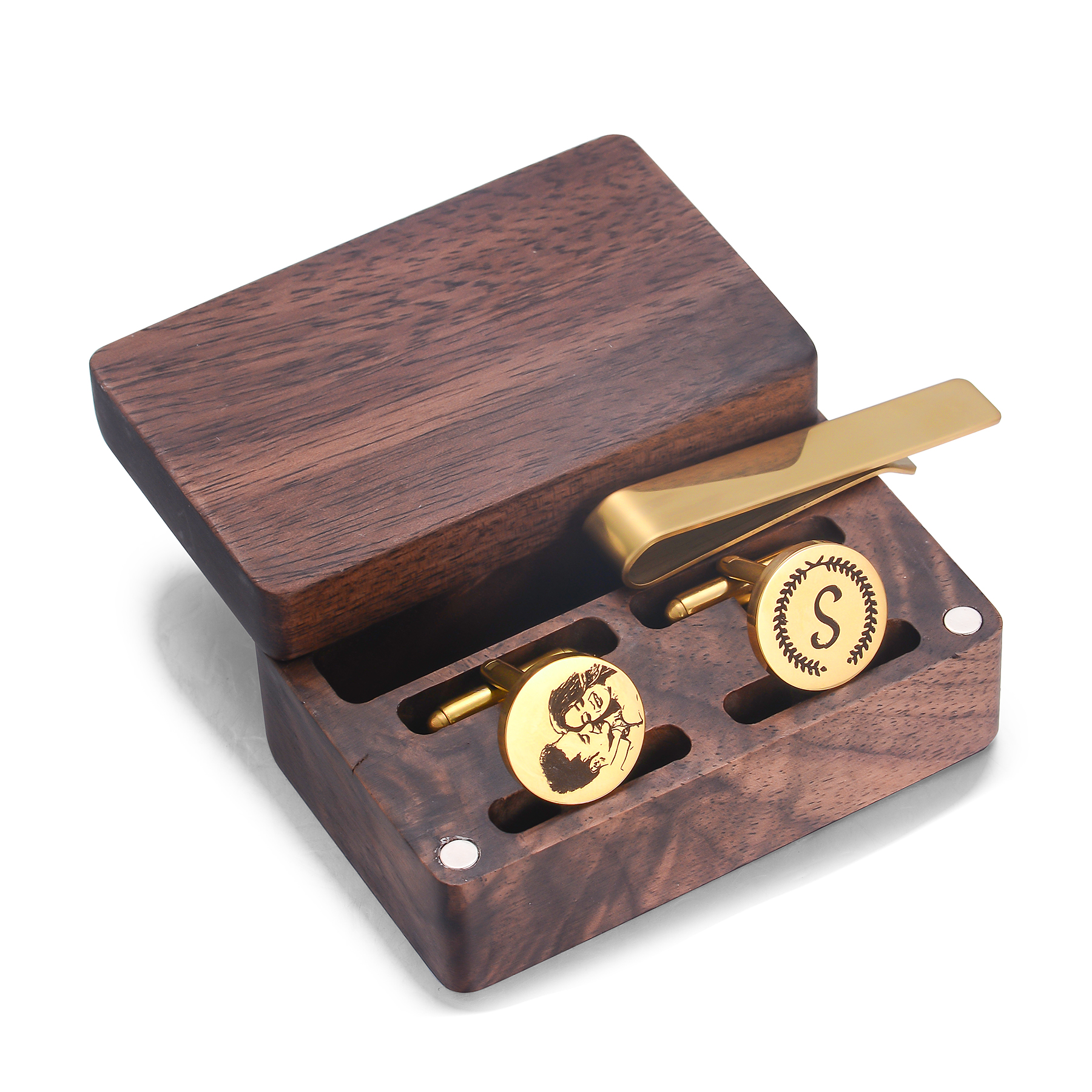 Custom Metal Cufflinks Tie Cli - Cufflink Box Set 评论和价格