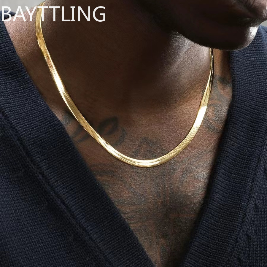 Men 925 sterling silver Gold 4 - Men'S Accessories Trending 评论和价格