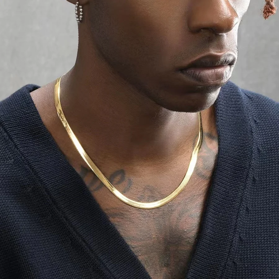 Men 925 sterling silver Gold 4 - Men'S Accessories Trending 评论和价格