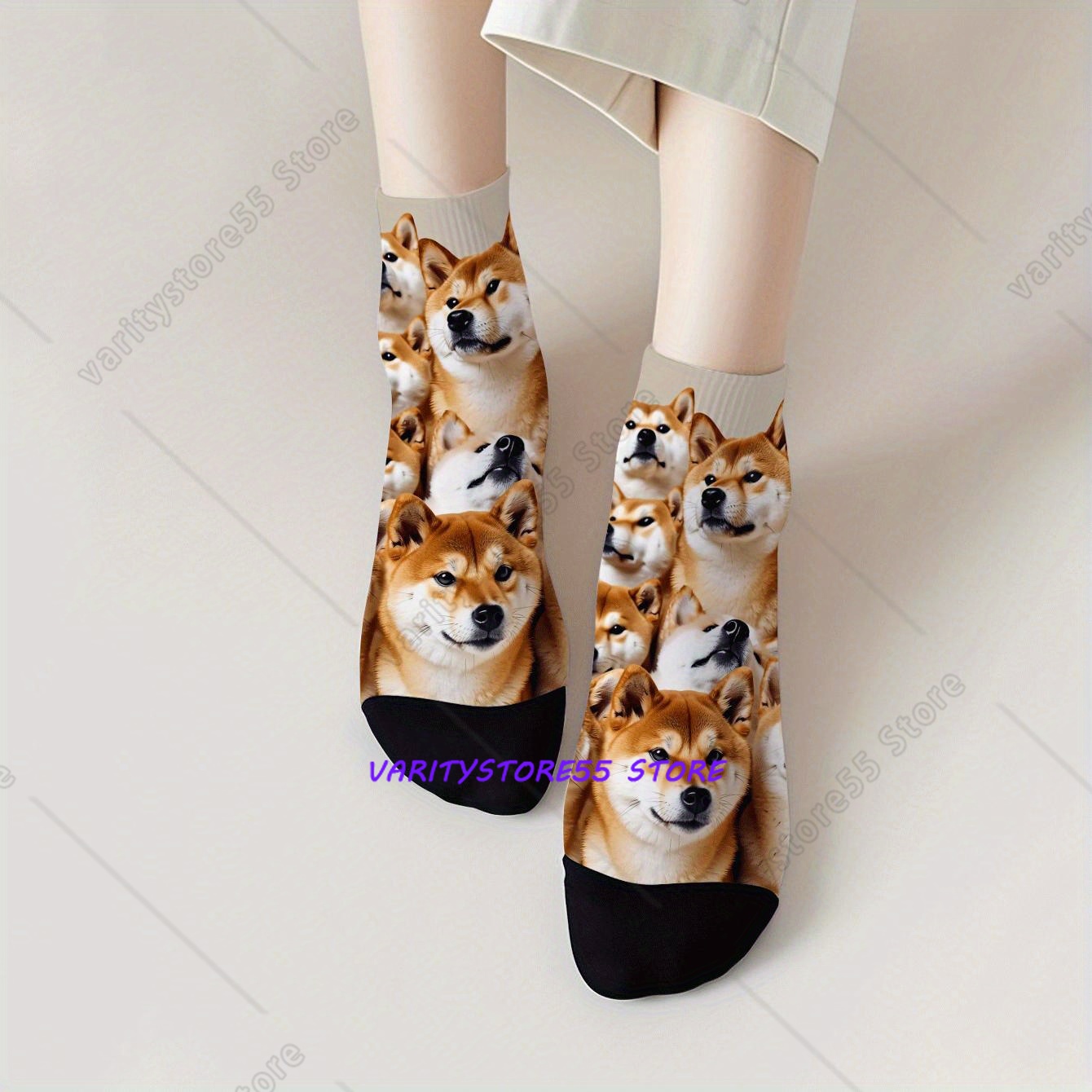 Cute Shiba Inu Print Ankle Soc - Men Accessories Fashion 评论和价格