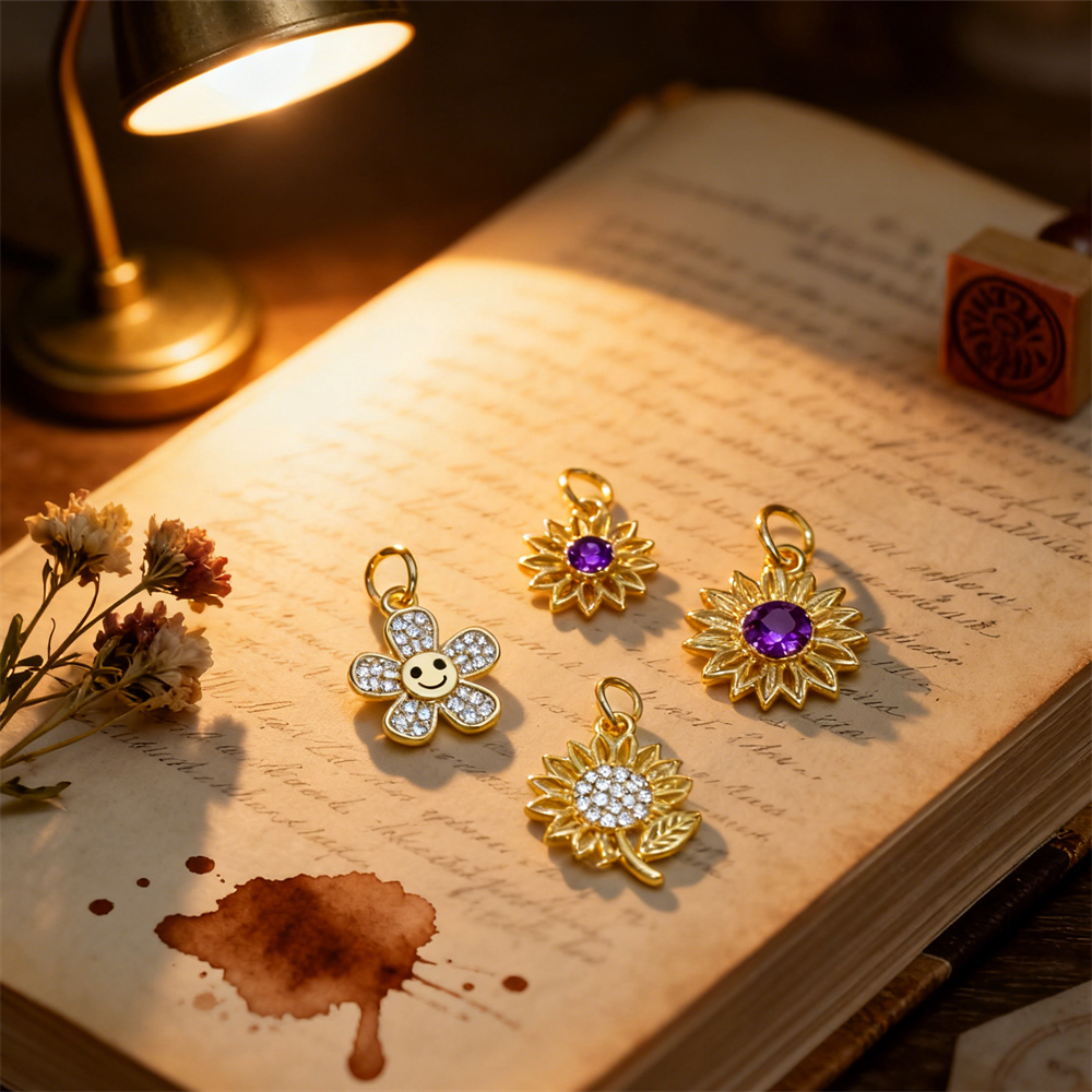 3Pcs Pendants Brass Zircon Flo - Men Accessories Bouquet 评论和价格