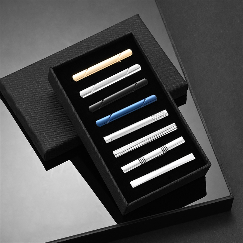 7/8/10 PCS Tie Clip Set With G - Cufflink Box Set 评论和价格