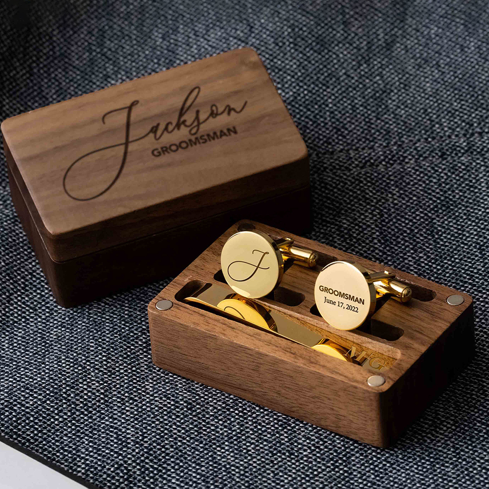Custom Metal Cufflinks Tie Cli - Cufflink Box Set 评论和价格