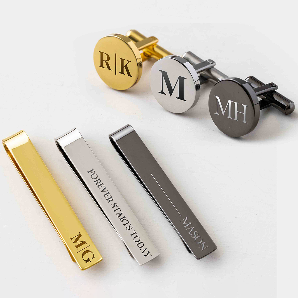Custom Metal Cufflinks Tie Cli - Cufflink Box Set 评论和价格