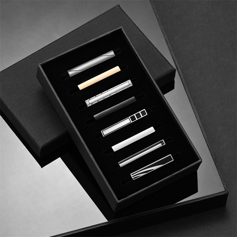 8 PCS Short Tie Clips Set With - Cufflink Box Set 评论和价格