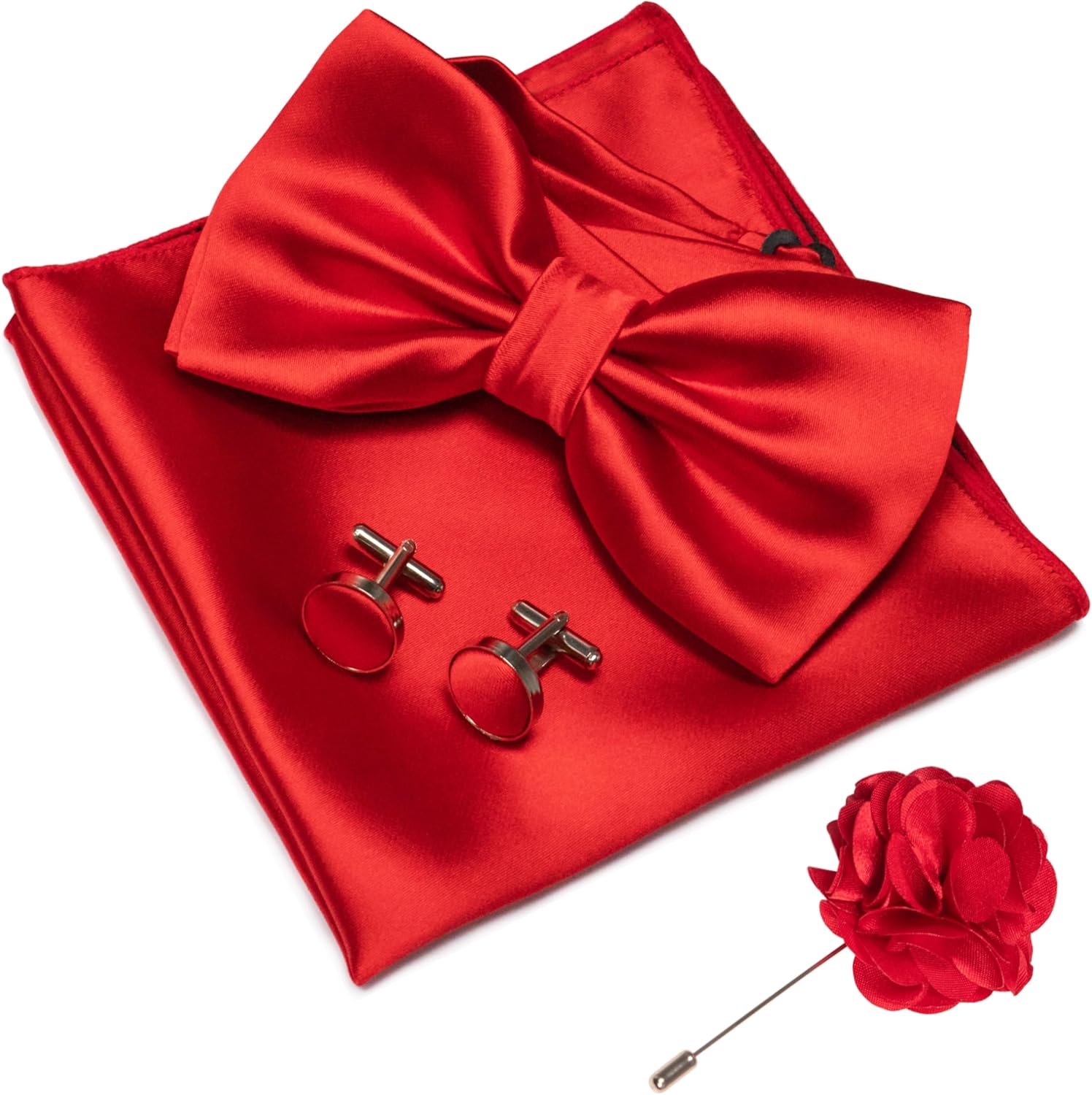 Solid Color Pre-tied Bow Tie a - Cufflink Box Set 评论和价格